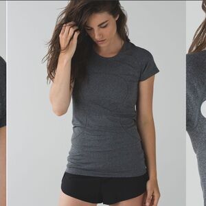 Lululemon Swiftly Tech Short Sleeve Crew Heathered Dark Grey Size 10 Run Logo